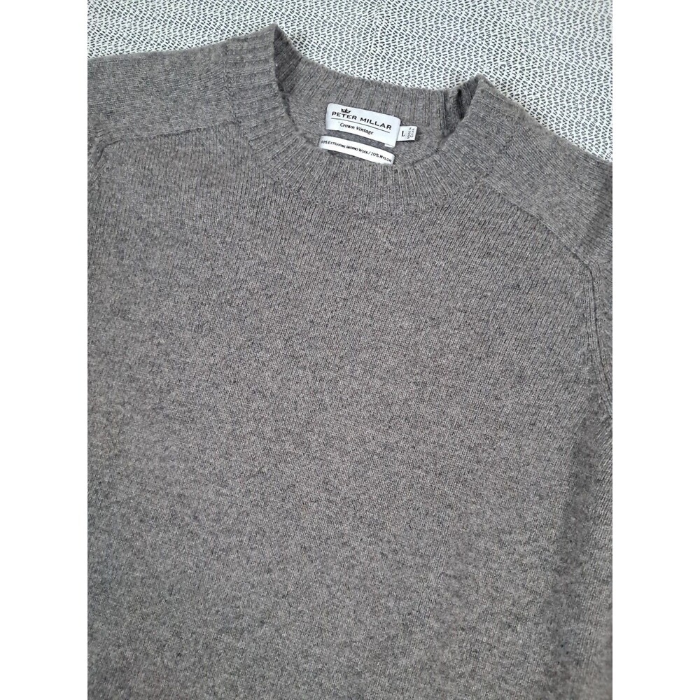 Peter Millar Crown Vintage ExtraFine Merino Wool Blend Sweater Mens L Taupe